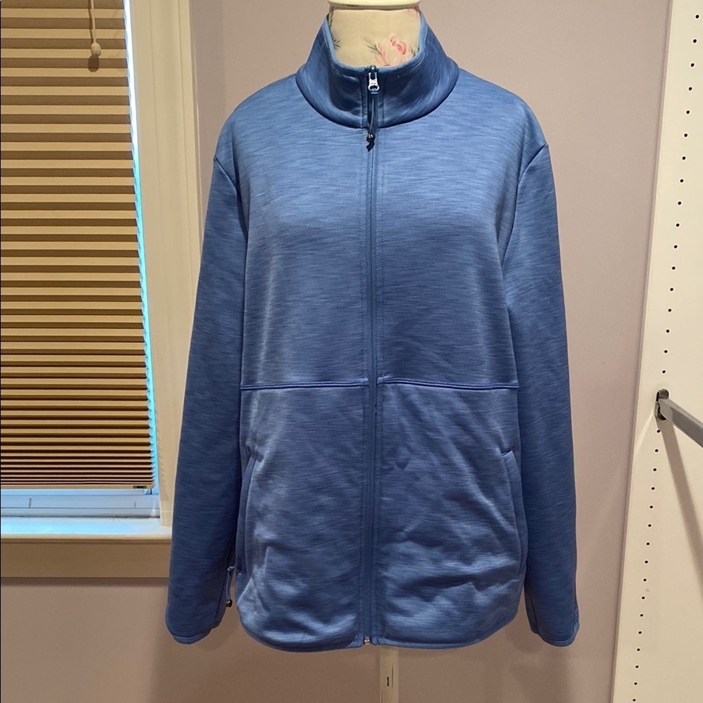 Talbots Blue Boxy Mandarin Collar Sweatshirt